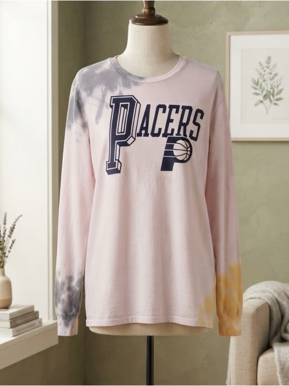 Junk Food Clothing Pastel Tie-Dye Pacers Long-Sleeve - Pink, Gray, Yellow